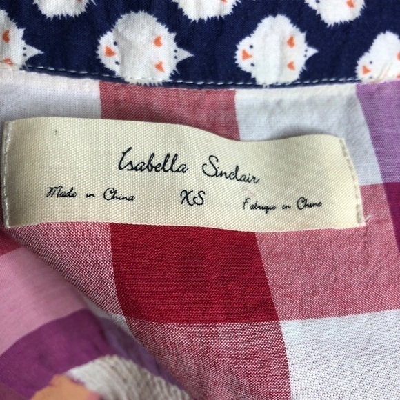 Anthropologie Isabelle Sinclair Plaid Button Down Shirt Contrast Back - Picture 6 of 8